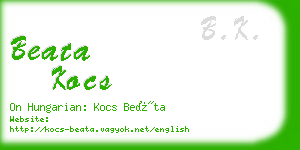 beata kocs business card